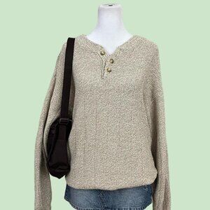 vintage 90s preppy skater elevated basic henley knit sweater